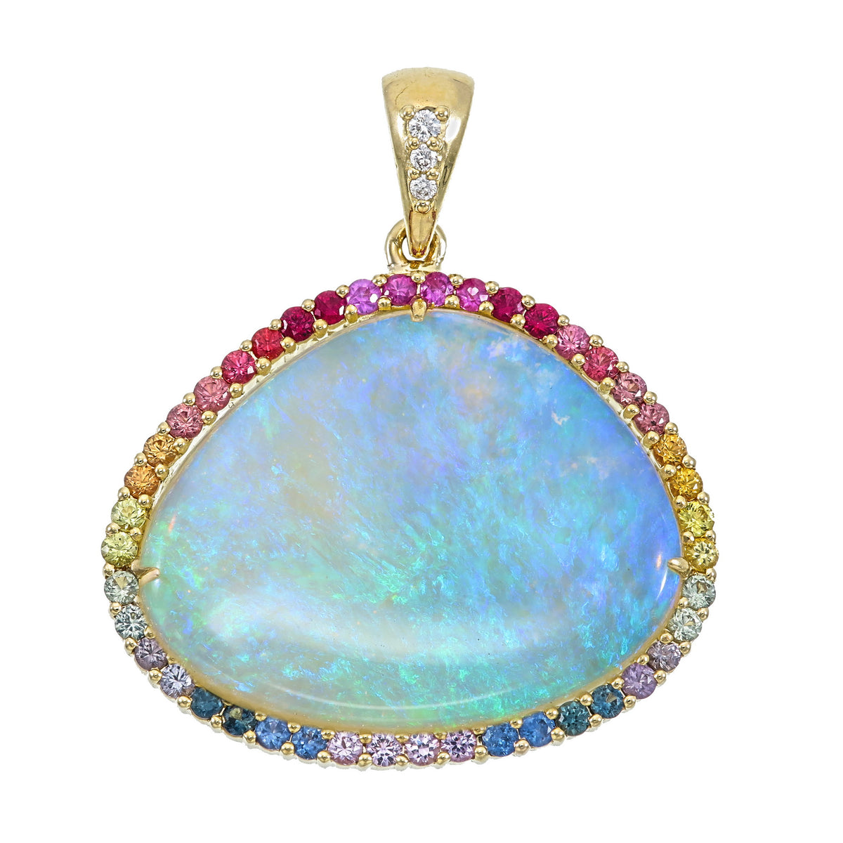 18k Australian Opal pendant w/ Sapphires