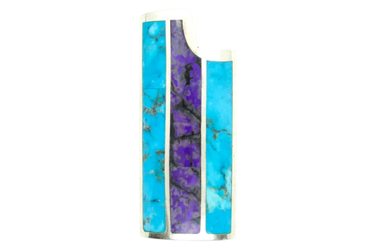 Sterling Silver Turquoise & Sugilite Small Lighter Cover