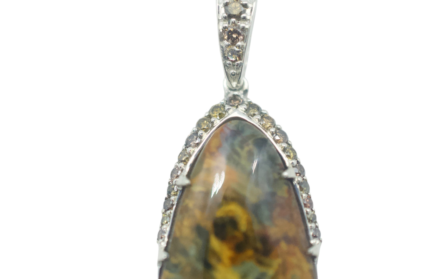 Pietersite & Brown Diamonds Silver Pendant or Necklace