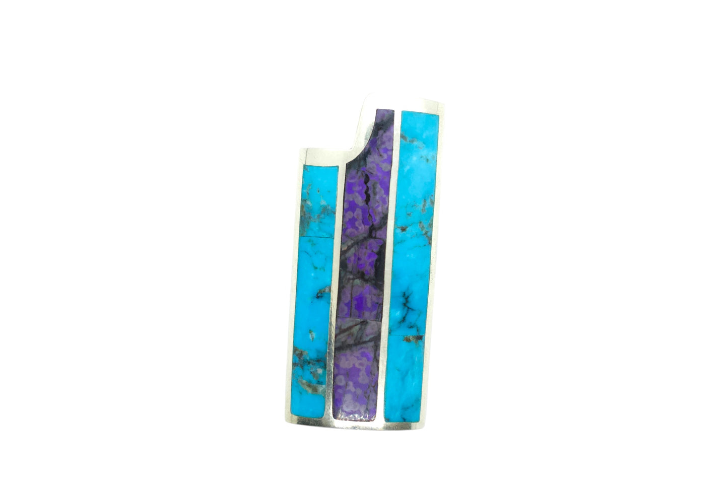 Sterling Silver Turquoise & Sugilite Small Lighter Cover