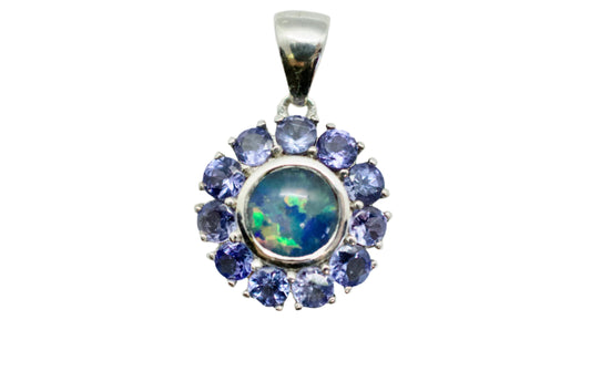 Opal Triplet & Tanzanite Sterling Silver Mini Mandala Necklace
