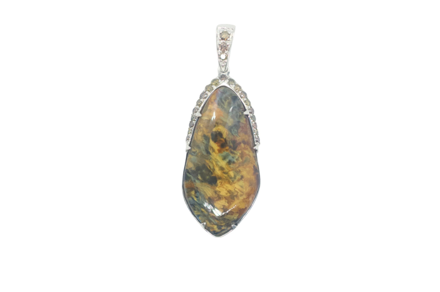 Pietersite & Brown Diamonds Silver Pendant or Necklace
