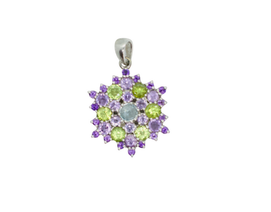 Kearsage Amethyst & Peridot Sterling Silver Snowflake Necklace