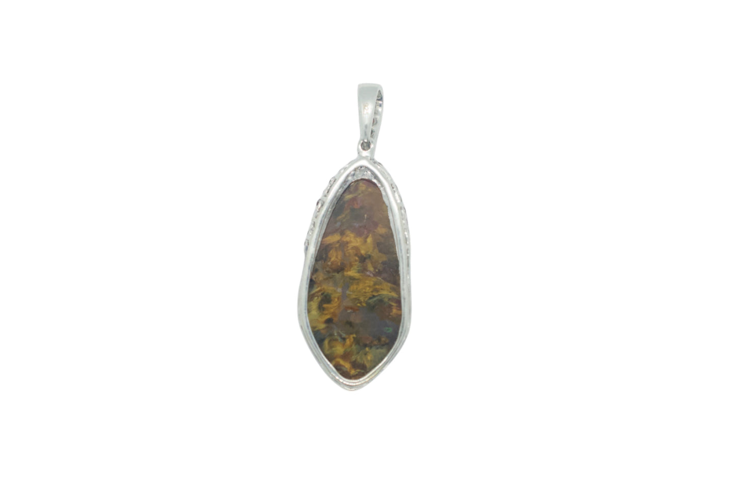 Pietersite & Brown Diamonds Silver Pendant or Necklace