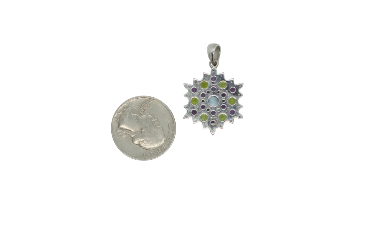 Kearsage Amethyst & Peridot Sterling Silver Snowflake Necklace