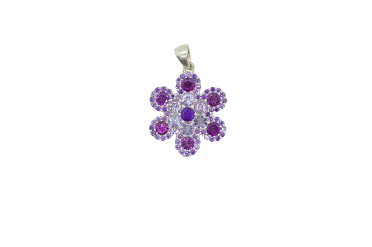 Heavenly Amethyst & Garnet Silver Snowflake Pendant #8