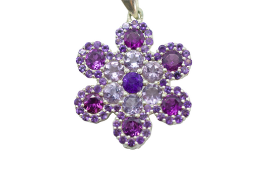 Heavenly Amethyst & Garnet Silver Snowflake Pendant #8