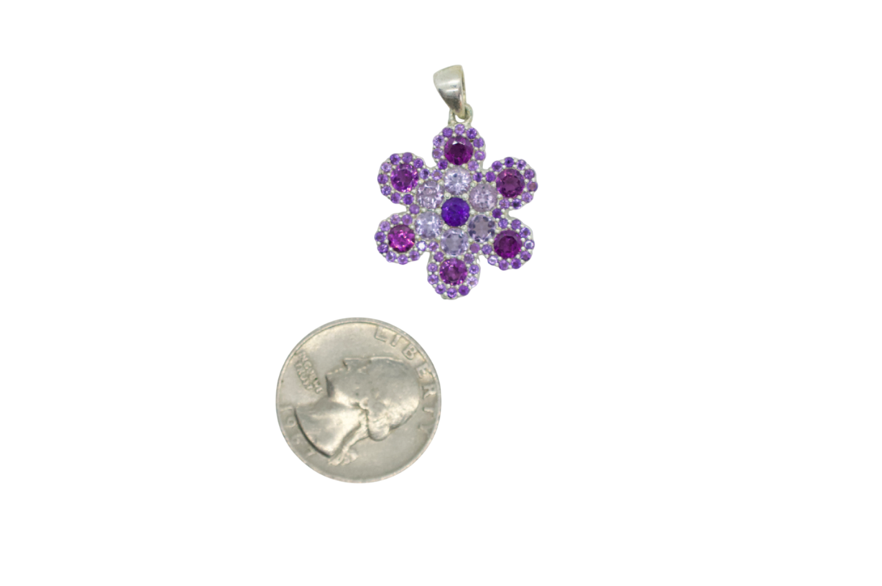 Heavenly Amethyst & Garnet Silver Snowflake Pendant #8