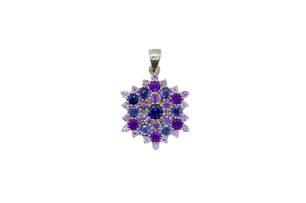 Cathedral Peak Amethyst & Iolite Sterling Silver Snowflake Necklace