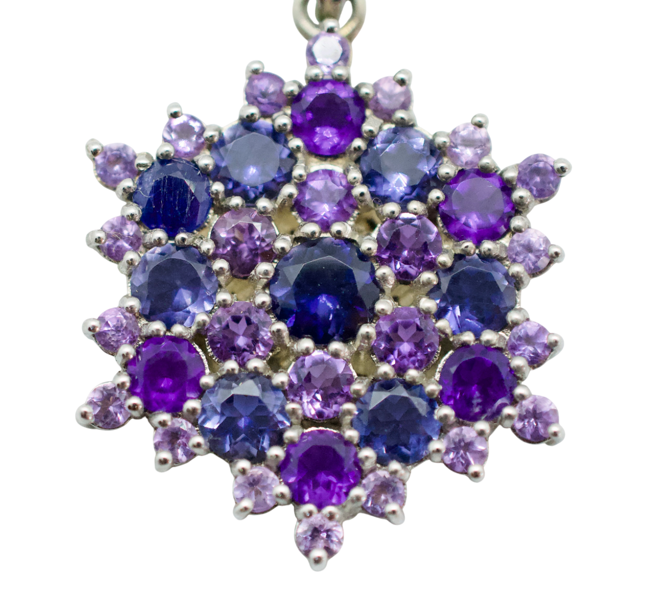 Cathedral Peak Amethyst & Iolite Sterling Silver Snowflake Necklace