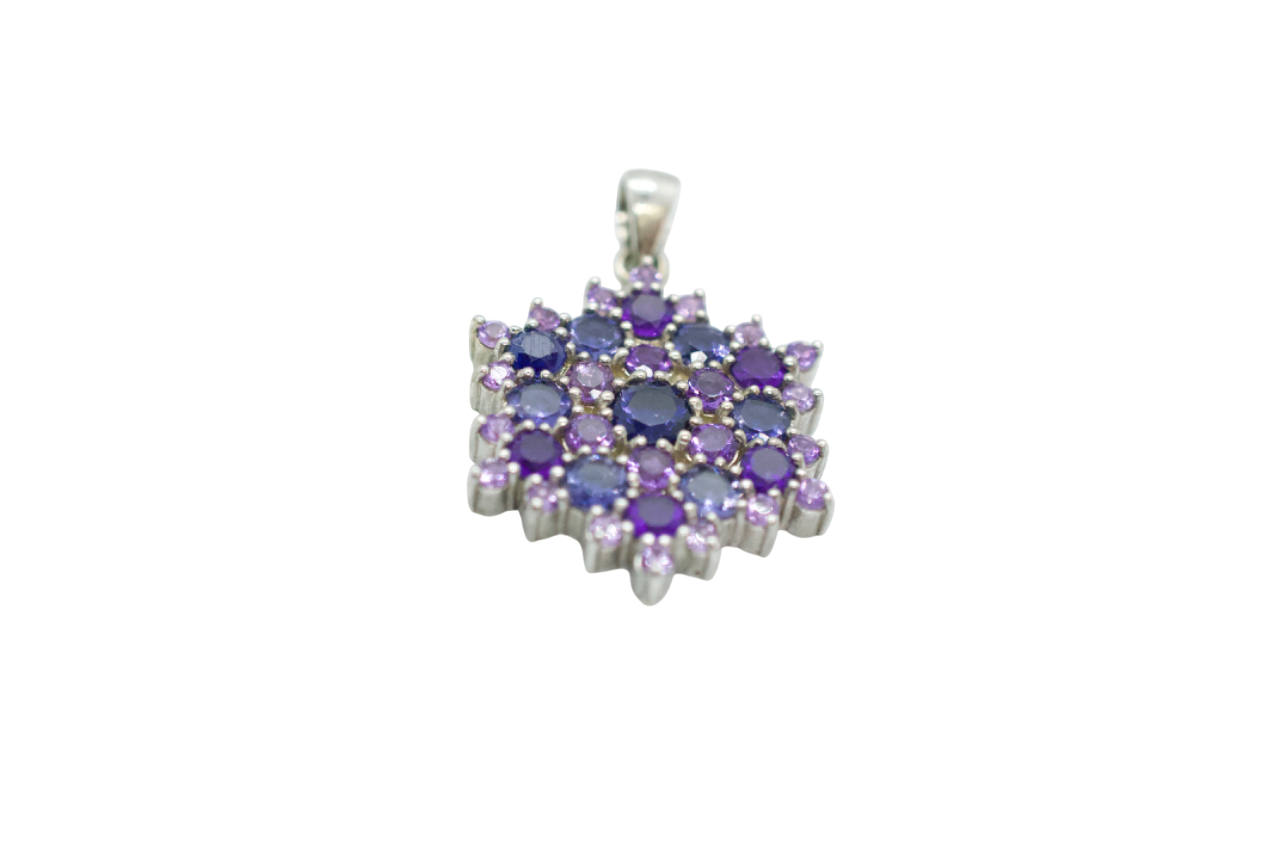 Cathedral Peak Amethyst & Iolite Sterling Silver Snowflake Necklace