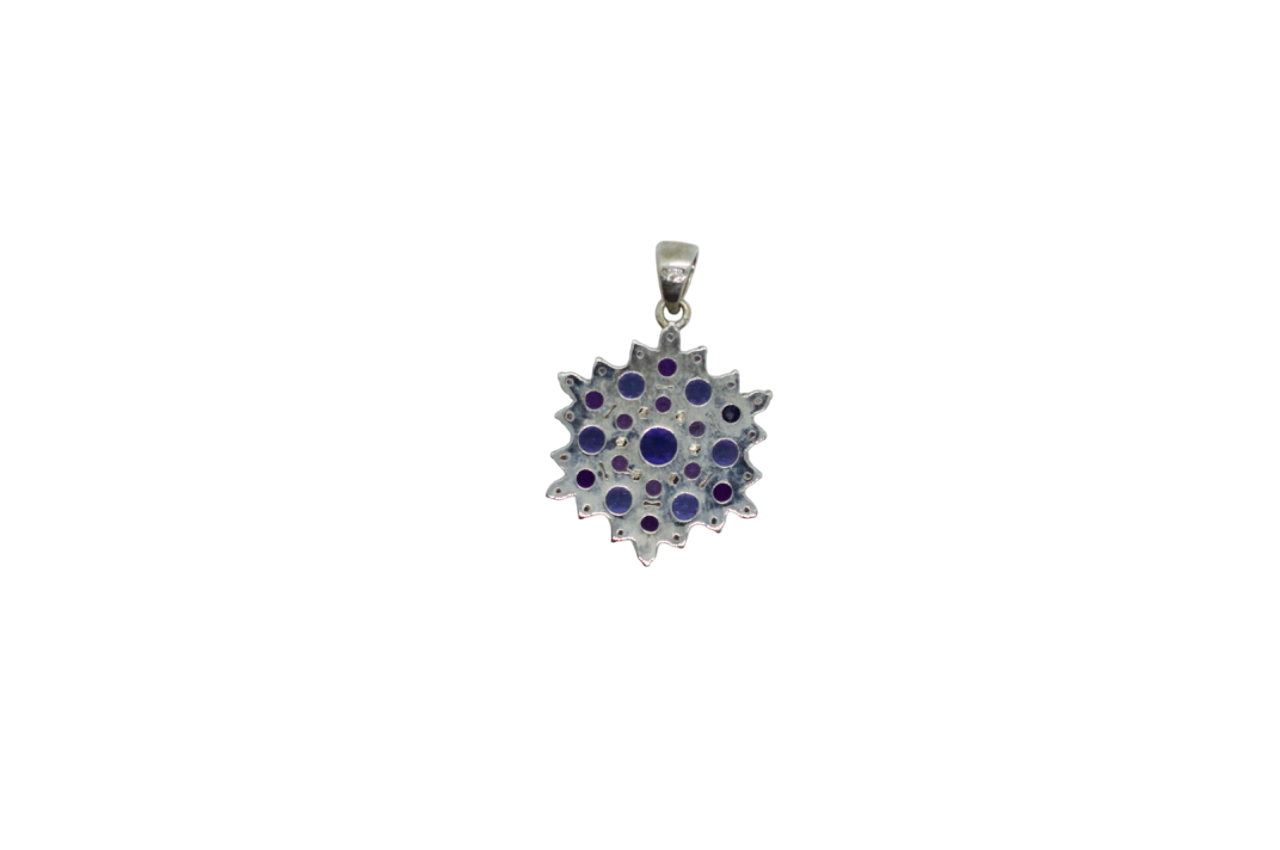 Cathedral Peak Amethyst & Iolite Sterling Silver Snowflake Necklace