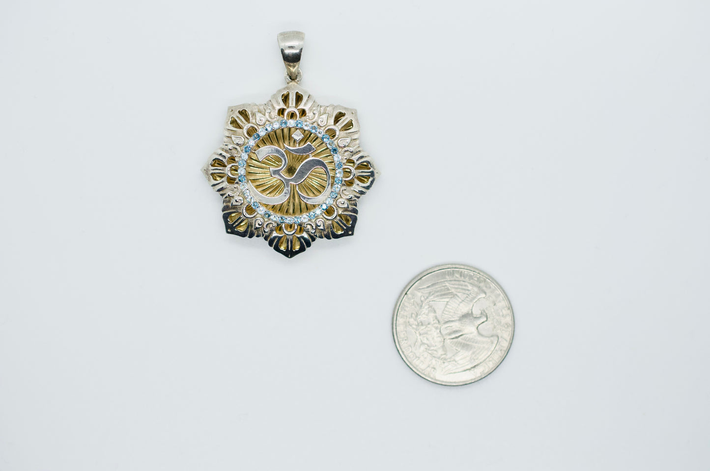 Om Garden Silver, Gold-Plated Blue Sapphire Pendant