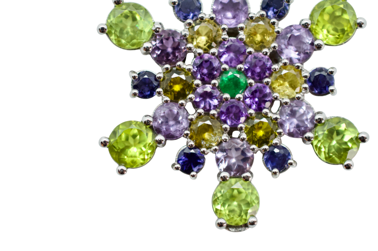 Alta Peak Amethyst & Peridot Sterling Silver Snowflake Necklace #6