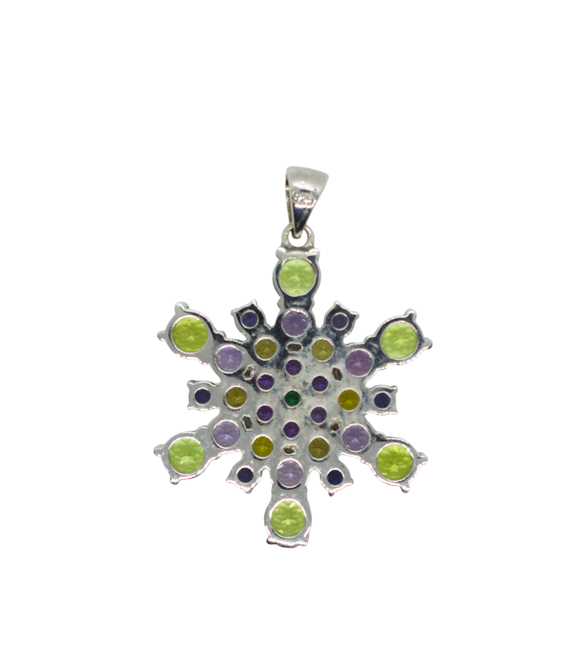 Alta Peak Amethyst & Peridot Sterling Silver Snowflake Necklace #6