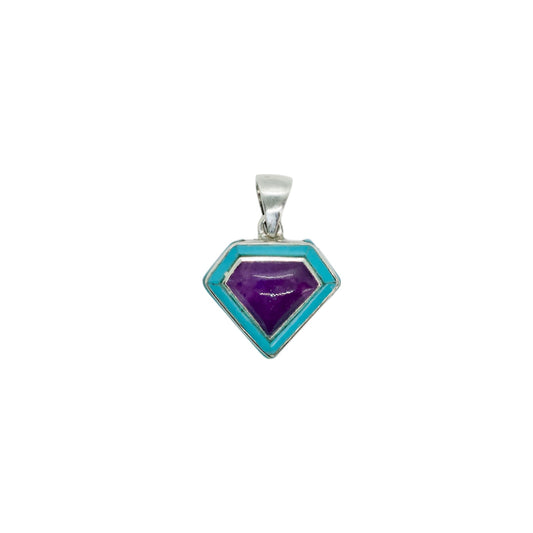 Silver Superman Sugilite Turquoise Necklace