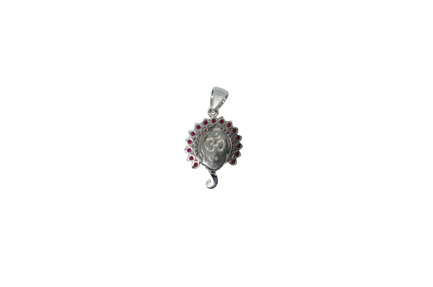 Small Jai Ganesha Silver Pendant - Rubies & Blue Sapphires