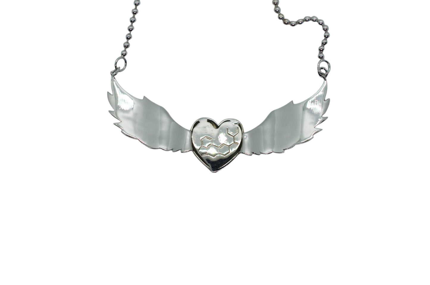 Owsley LSD  Winged Heart Silver Amethyst Necklace