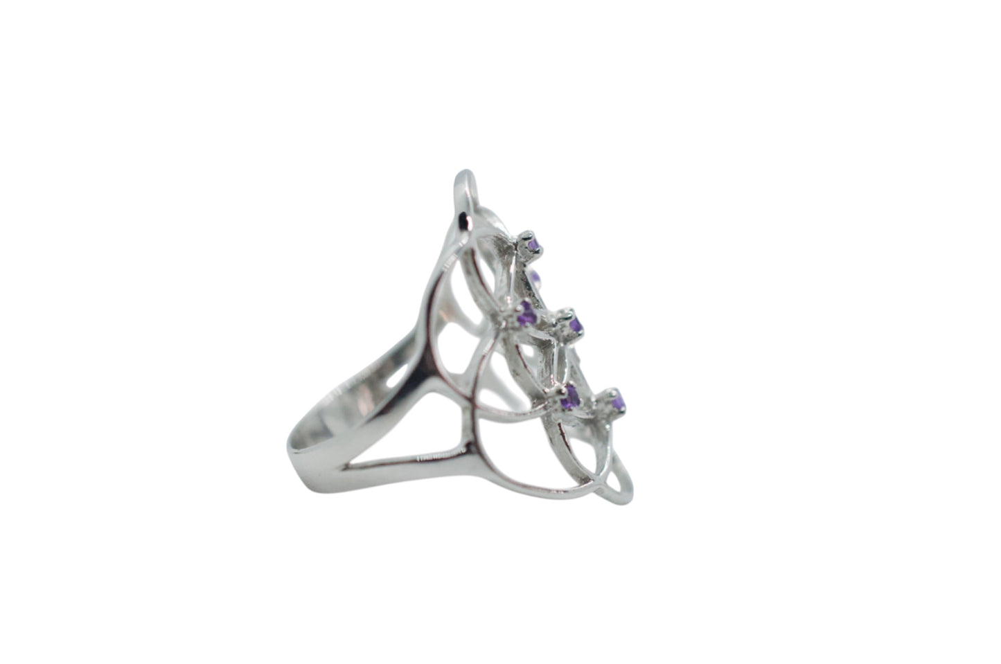 Seed of Life Purple Amethyst Sterling Silver Ring