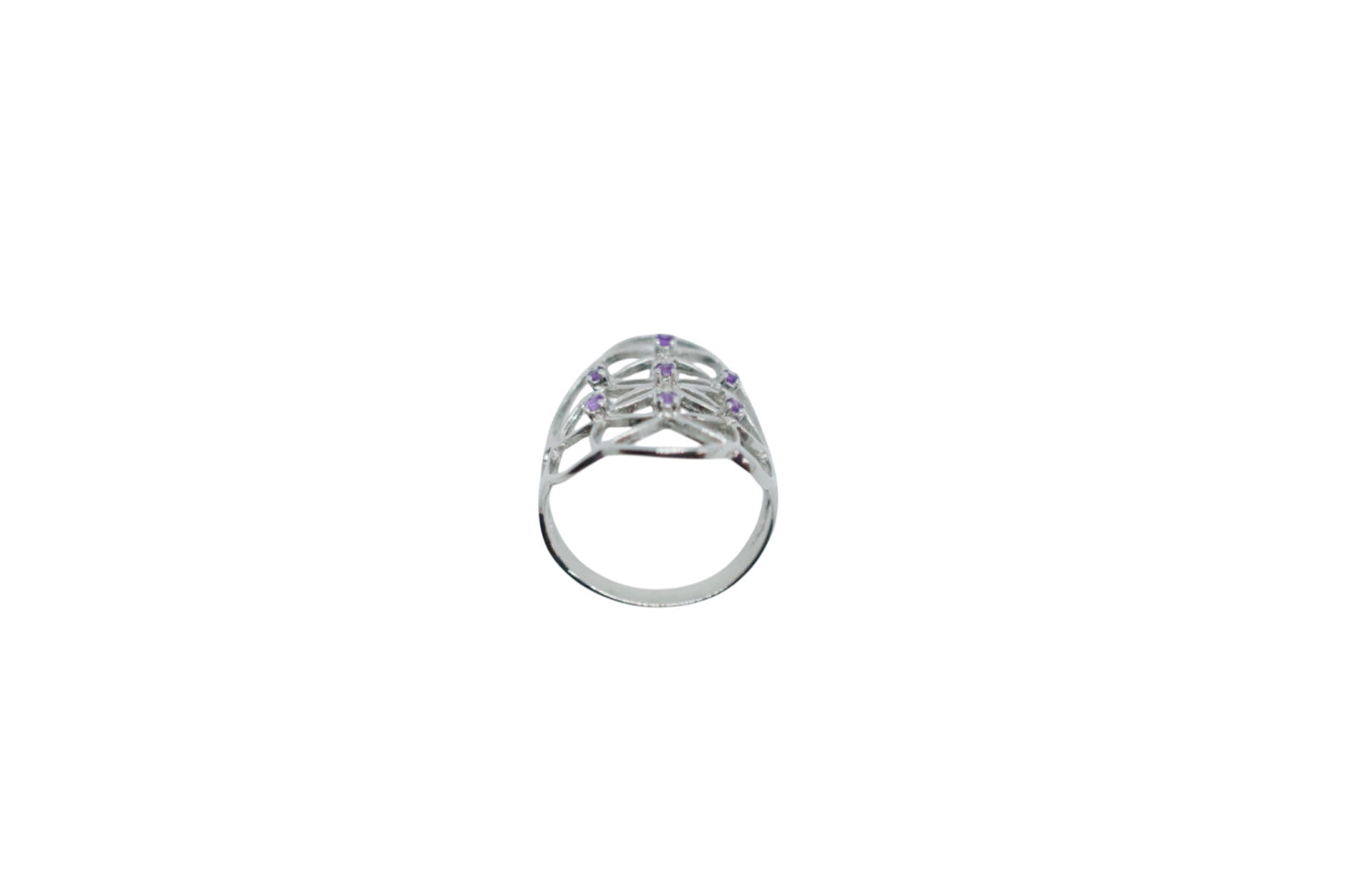 Seed of Life Purple Amethyst Sterling Silver Ring