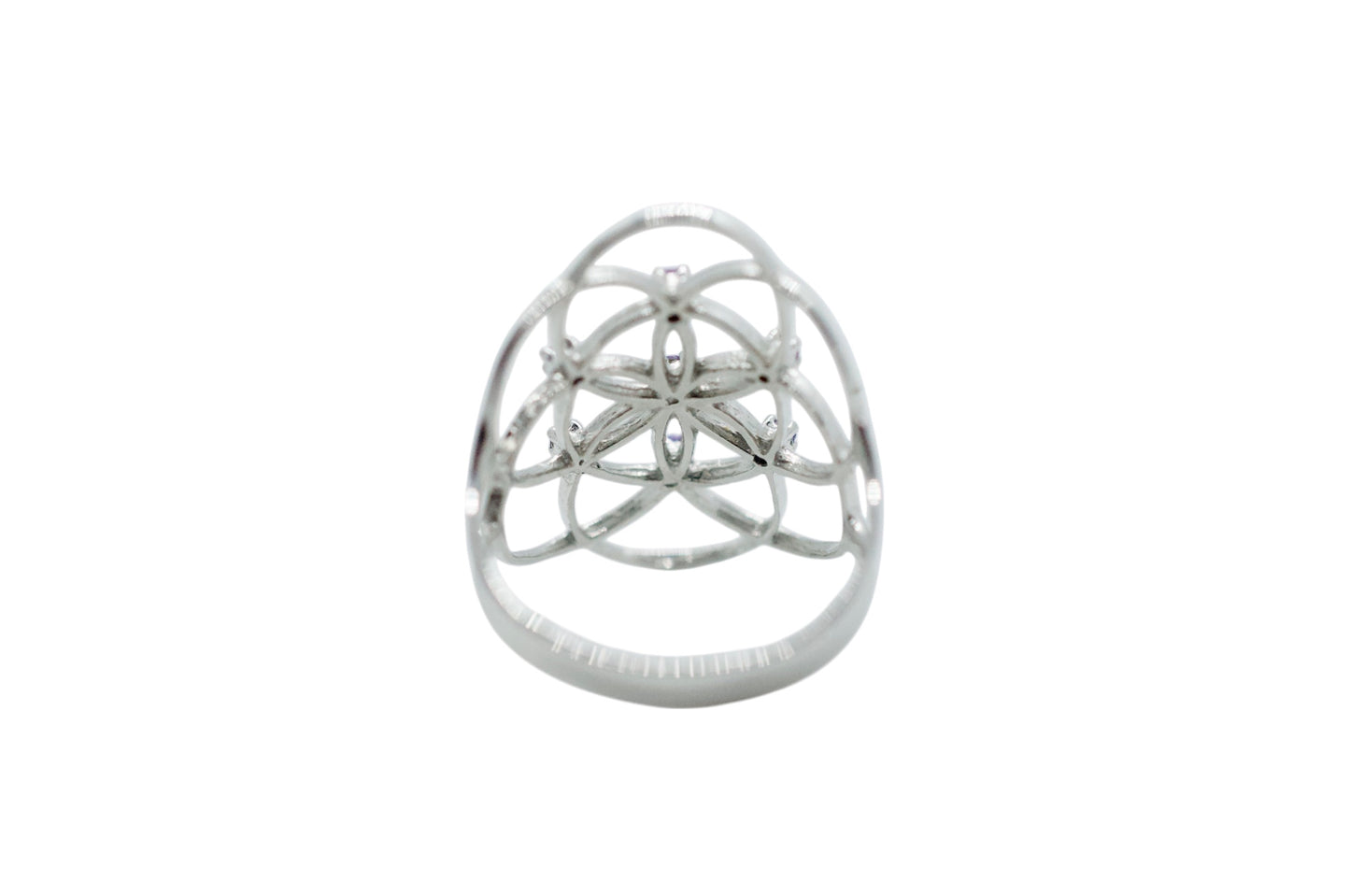 Seed of Life Purple Amethyst Sterling Silver Ring