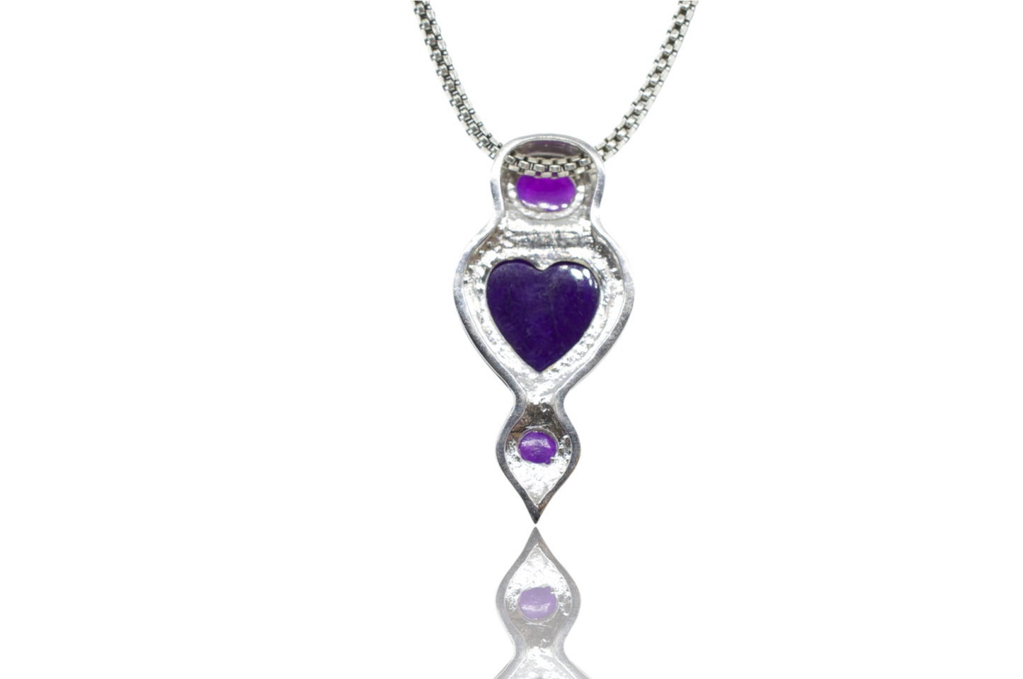 Purple Rare Sugilite Stacked Heart Sterling Silver Necklace
