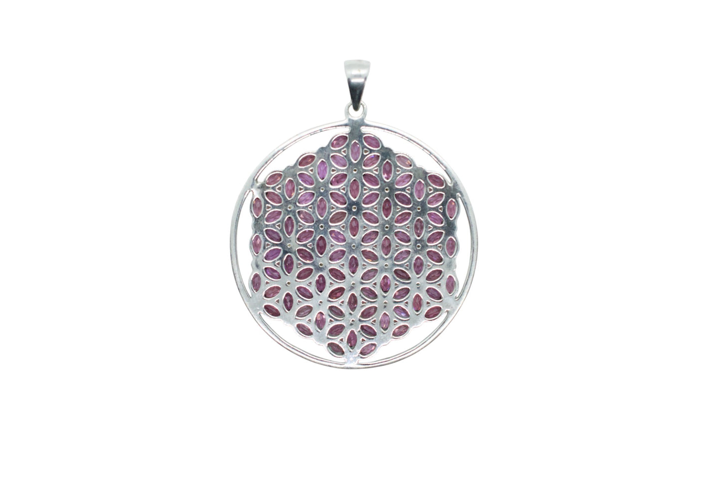 Marquis Sapphire Flower of Life Sterling Silver Necklace