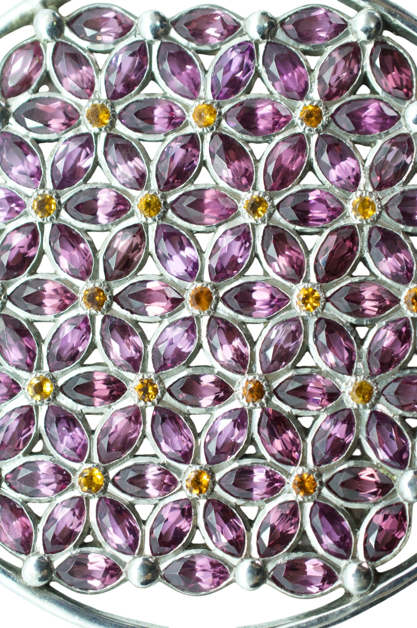 Marquis Sapphire Flower of Life Sterling Silver Necklace