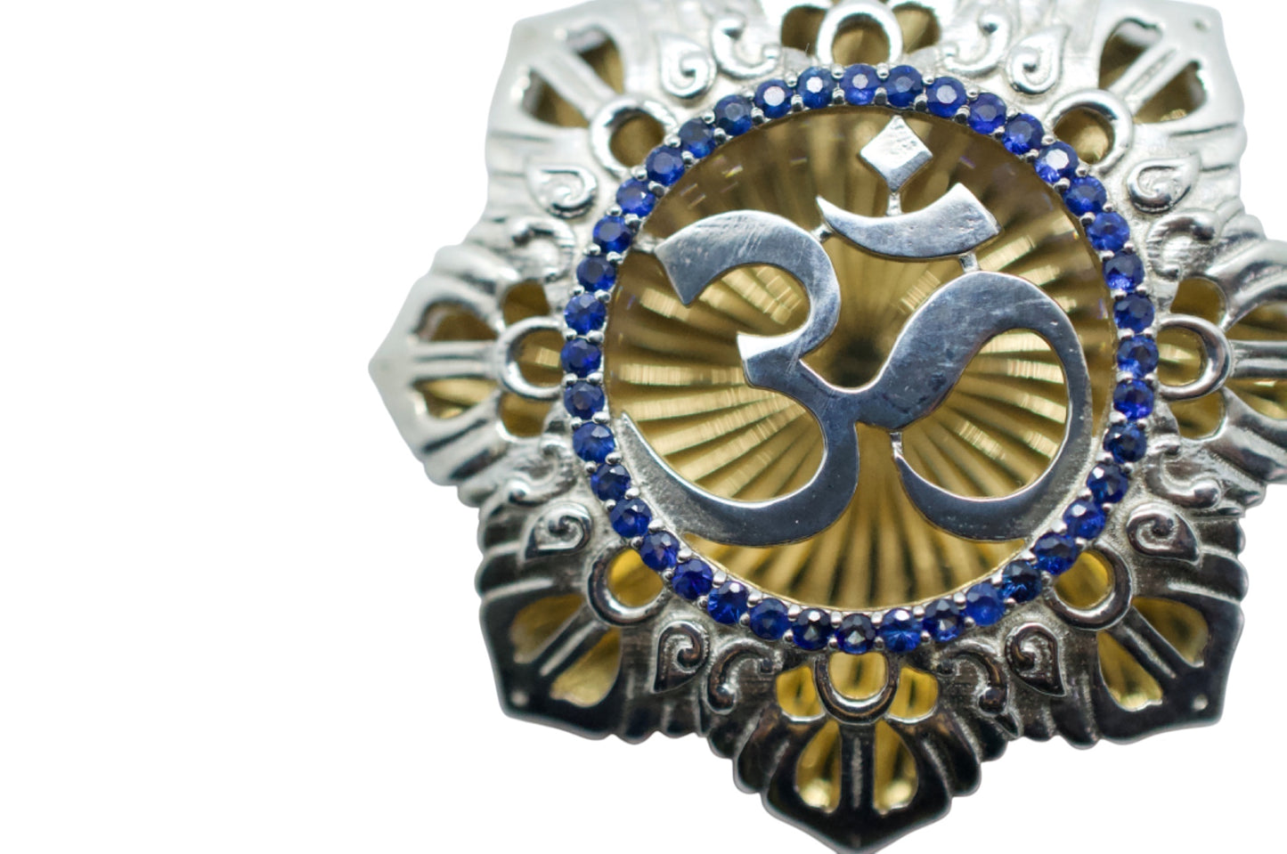 Om Garden Silver, Gold-Plated Blue Sapphire Pendant