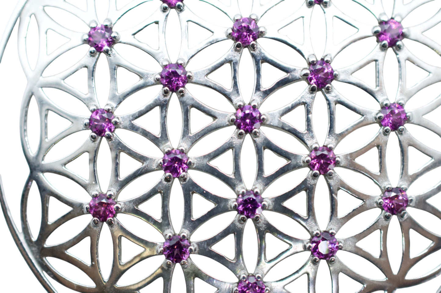 Sapphire Flower of Life Silver Pendant Necklace