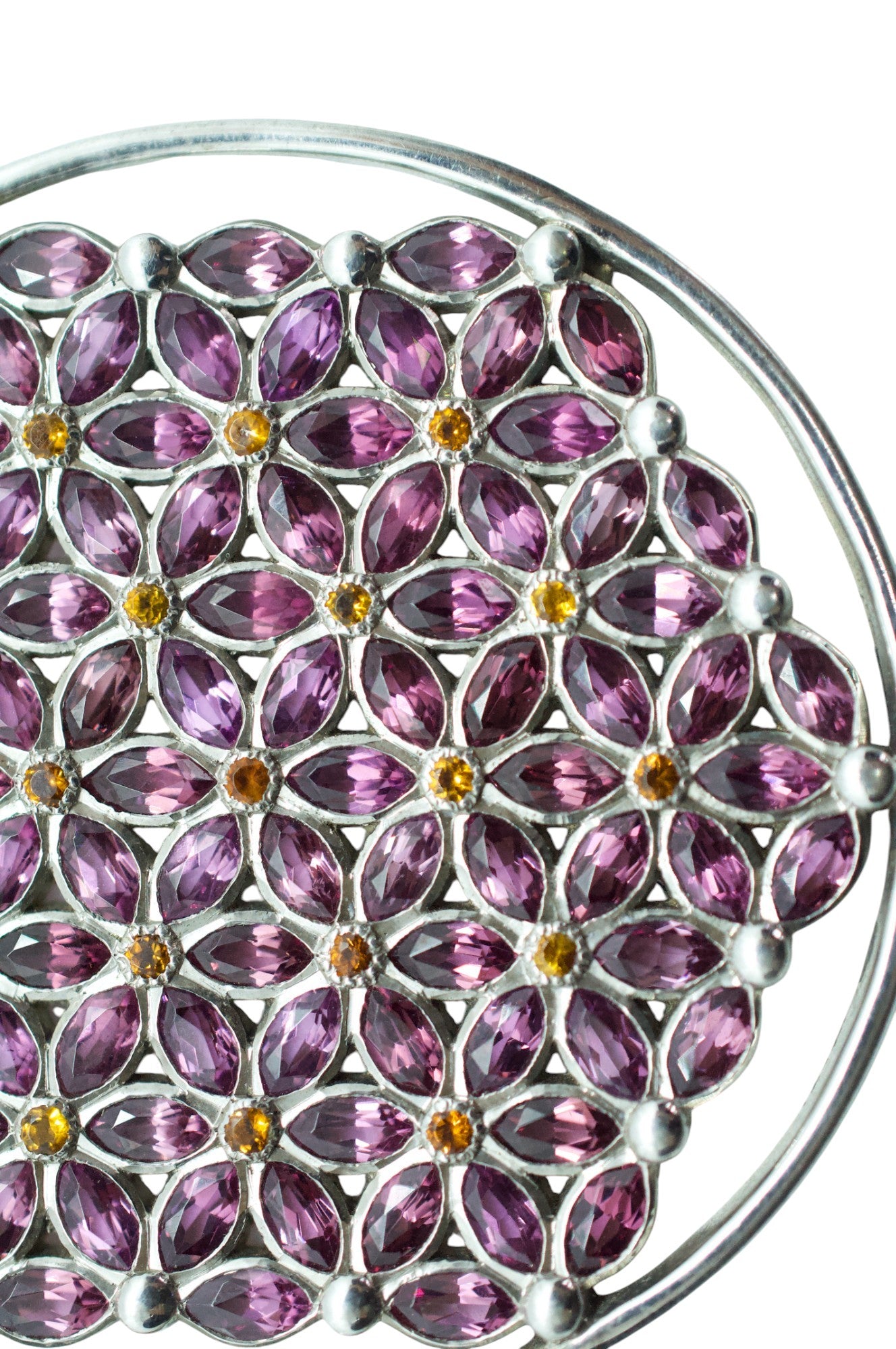 Marquis Sapphire Flower of Life Sterling Silver Necklace