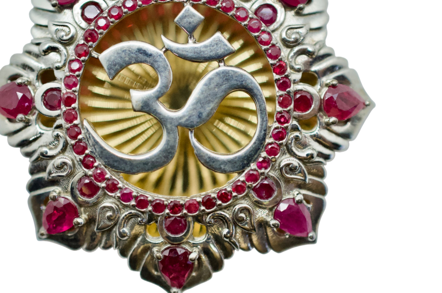 Om Garden Silver, Gold-Plated Ruby Pendant