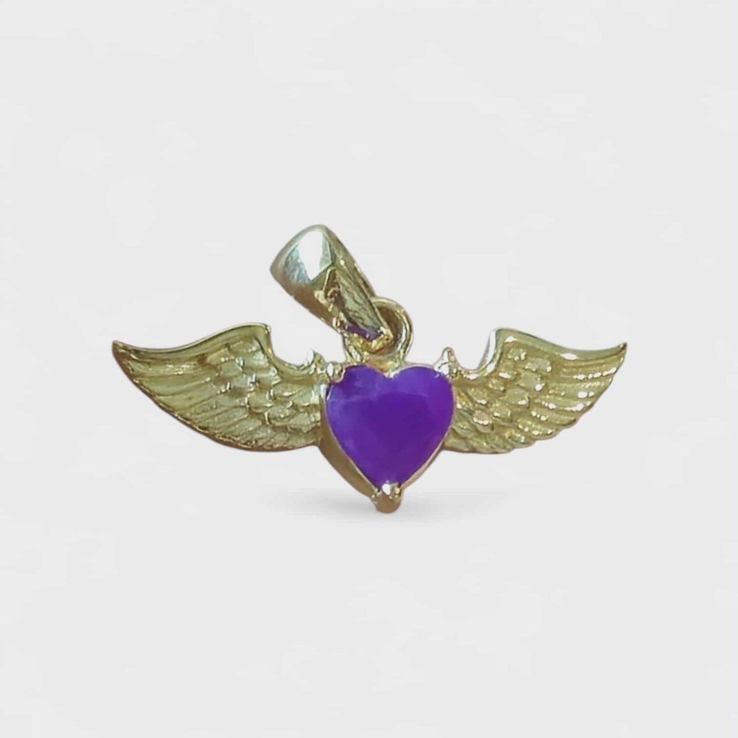 18k Heart and Wings w/ Faceted Sugilite