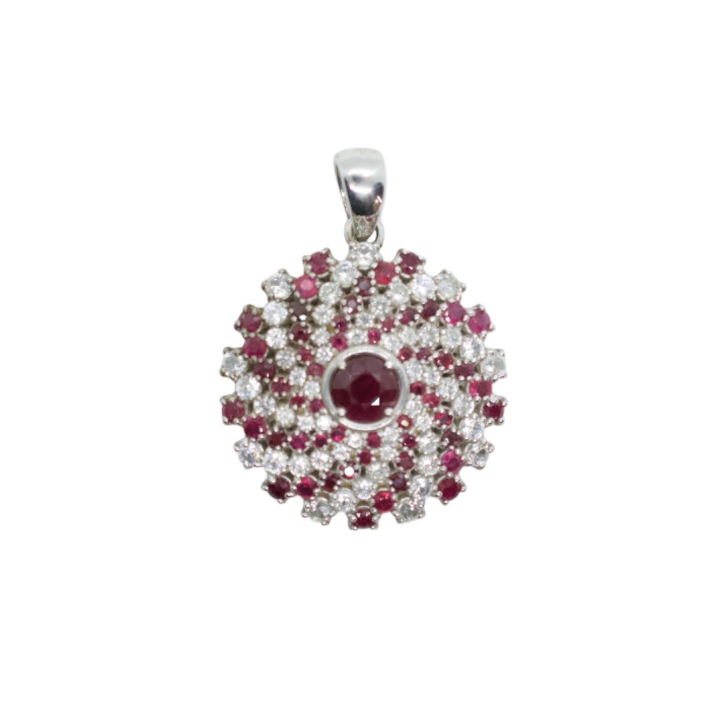 Karuna Garnet & Zircon Sterling Silver Mandala Necklace #1