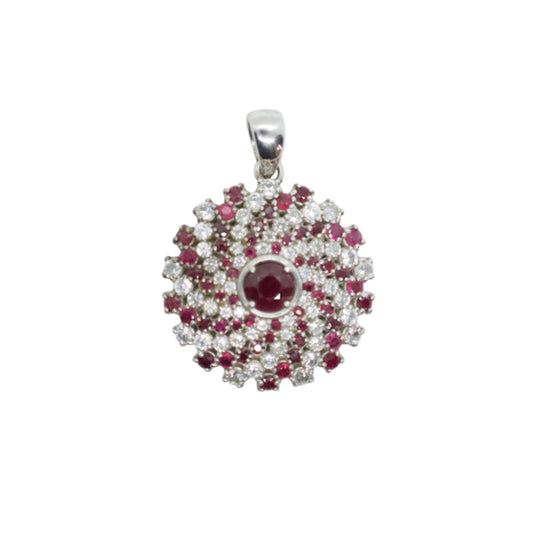 Karuna Garnet & Zircon Sterling Silver Mandala Necklace #1
