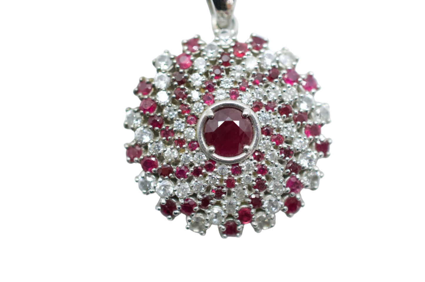 Karuna Garnet & Zircon Sterling Silver Mandala Necklace #1