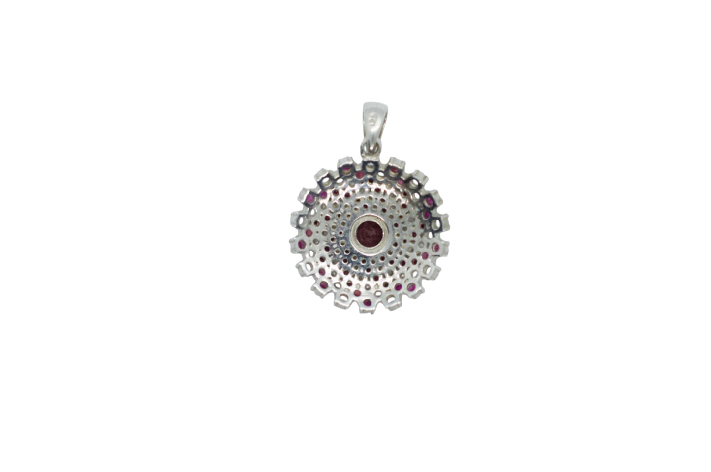 Karuna Garnet & Zircon Sterling Silver Mandala Necklace #1