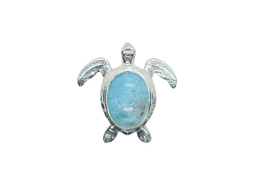 Larimar Silver Turtle Necklace