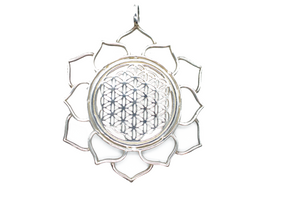 Flower of Life in Lotus Sterling Silver Necklace