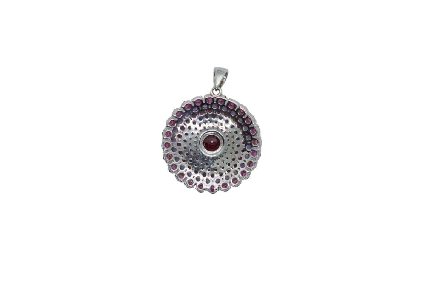 Metta Amethyst & Garnet Silver Mandala Necklace