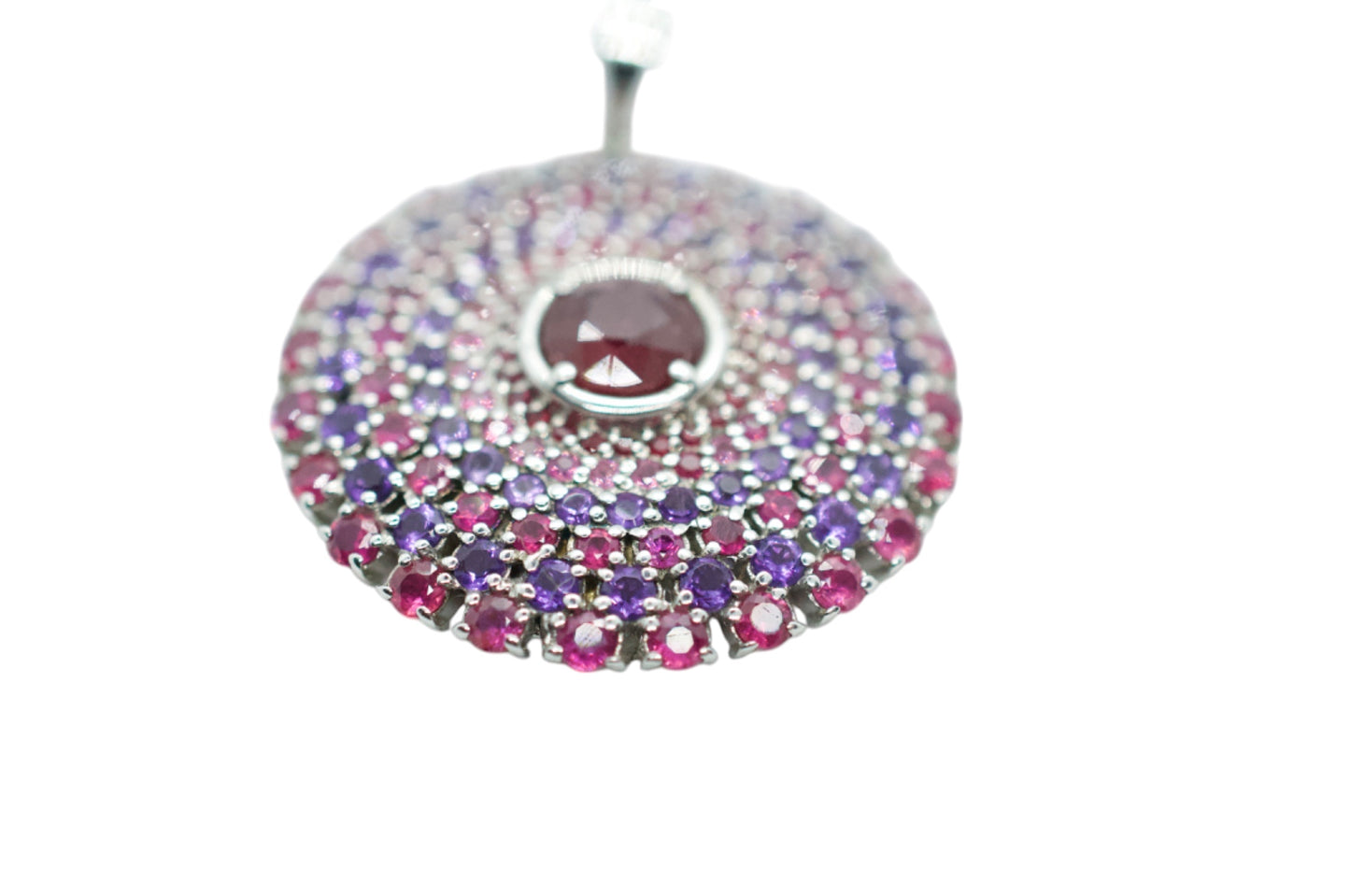 Metta Amethyst & Garnet Silver Mandala Necklace