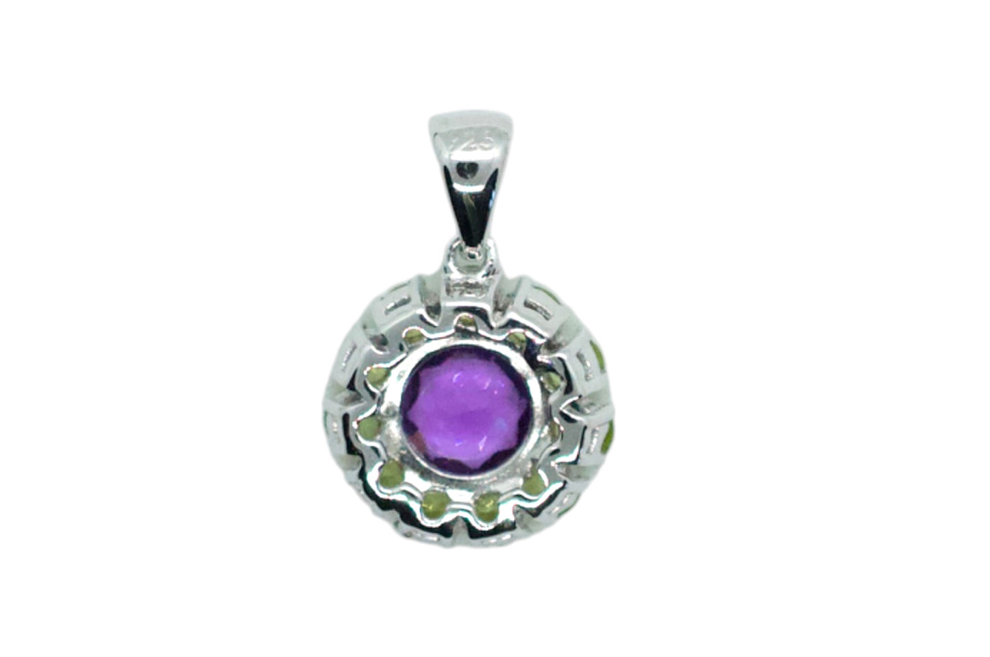Amethyst & Peridot Sterling Silver Mini Mandala Necklace