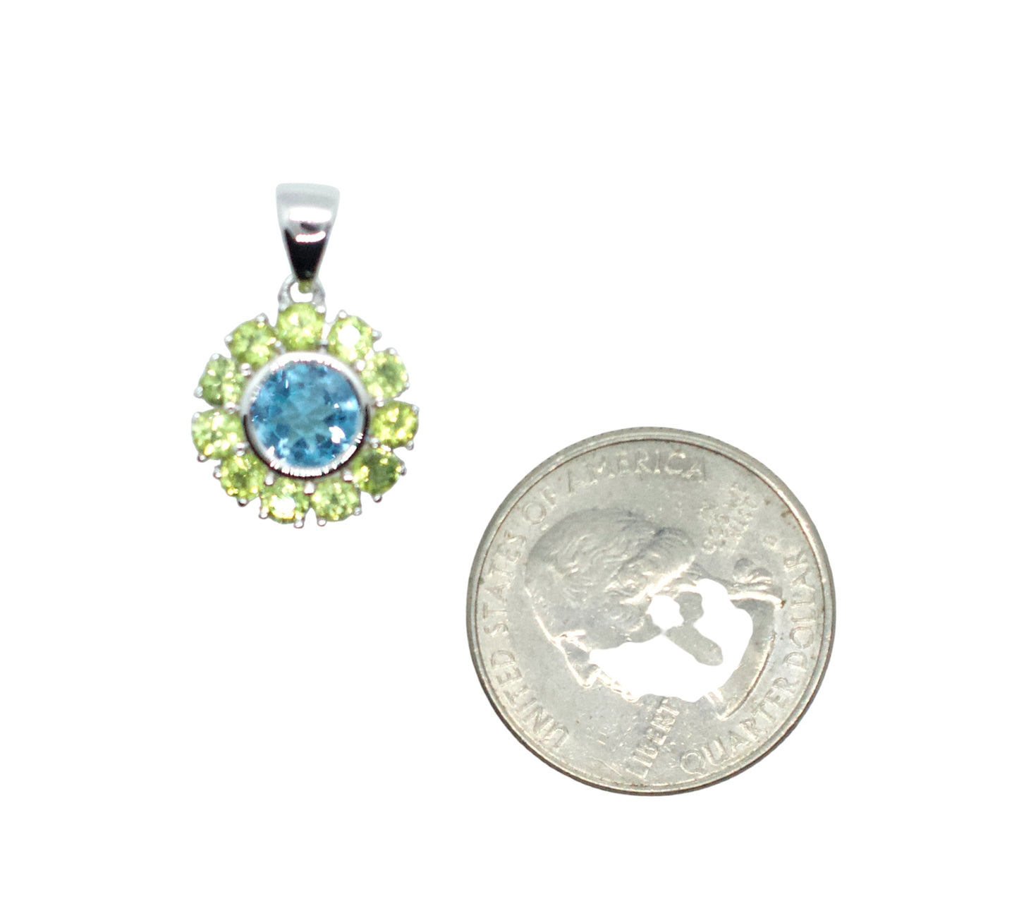 Topaz & Peridot Sterling Silver Mini Mandala Necklace