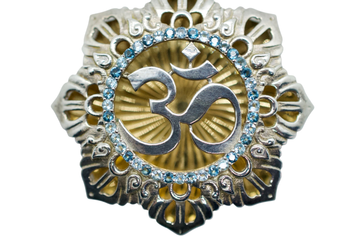 Om Garden Silver, Gold-Plated Blue Sapphire Pendant