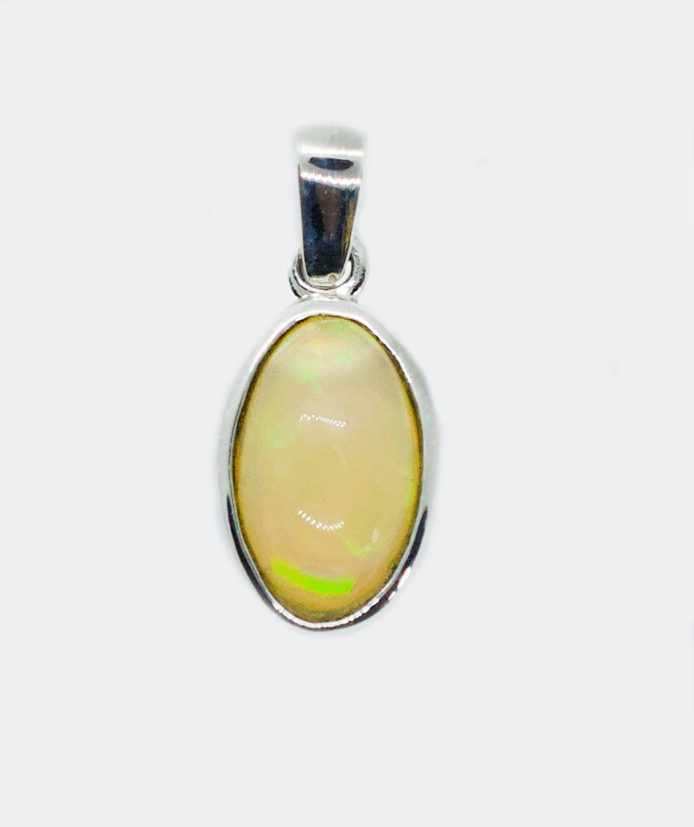 Small Ethiopian Opal Silver Pendant Necklace #5