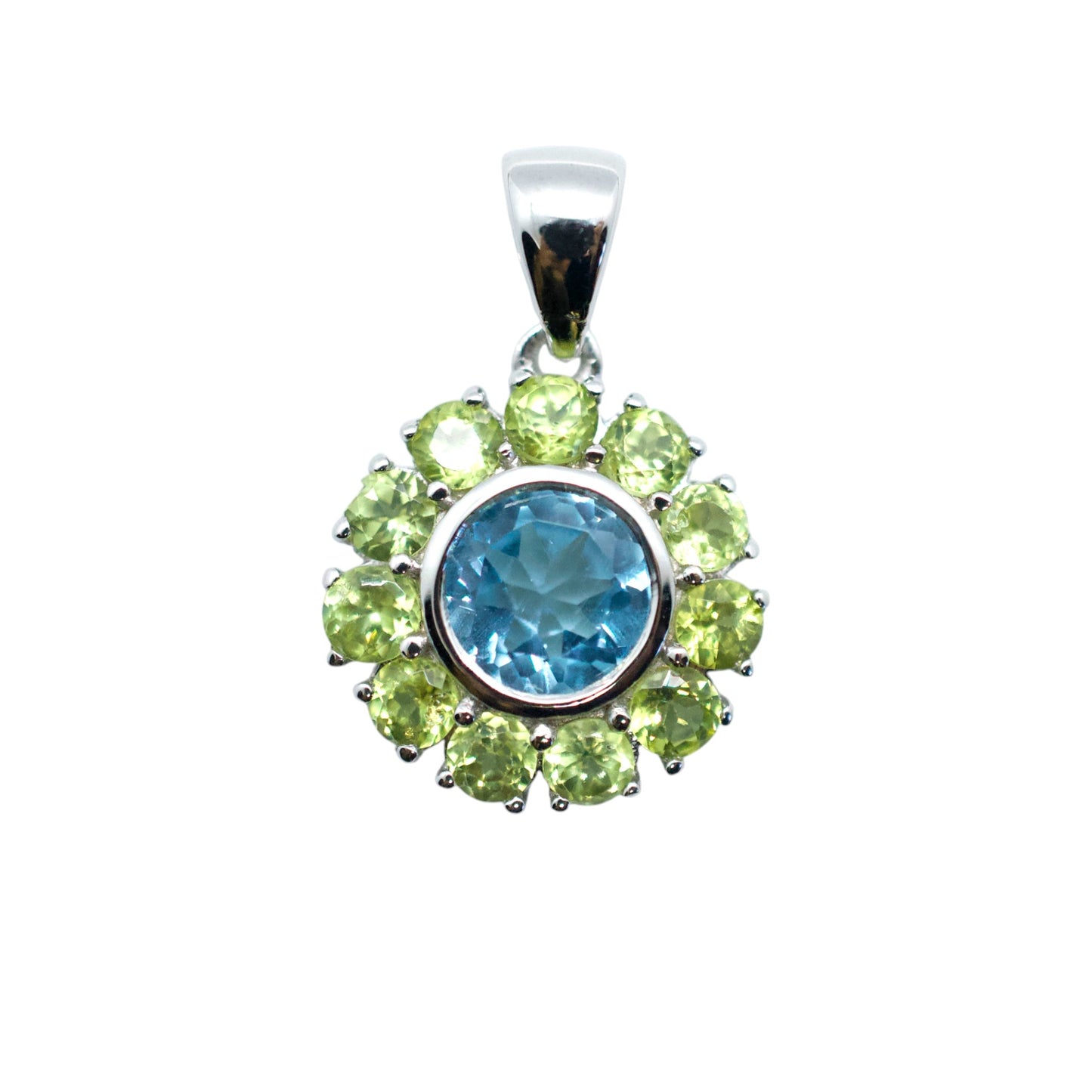Topaz & Peridot Sterling Silver Mini Mandala Necklace