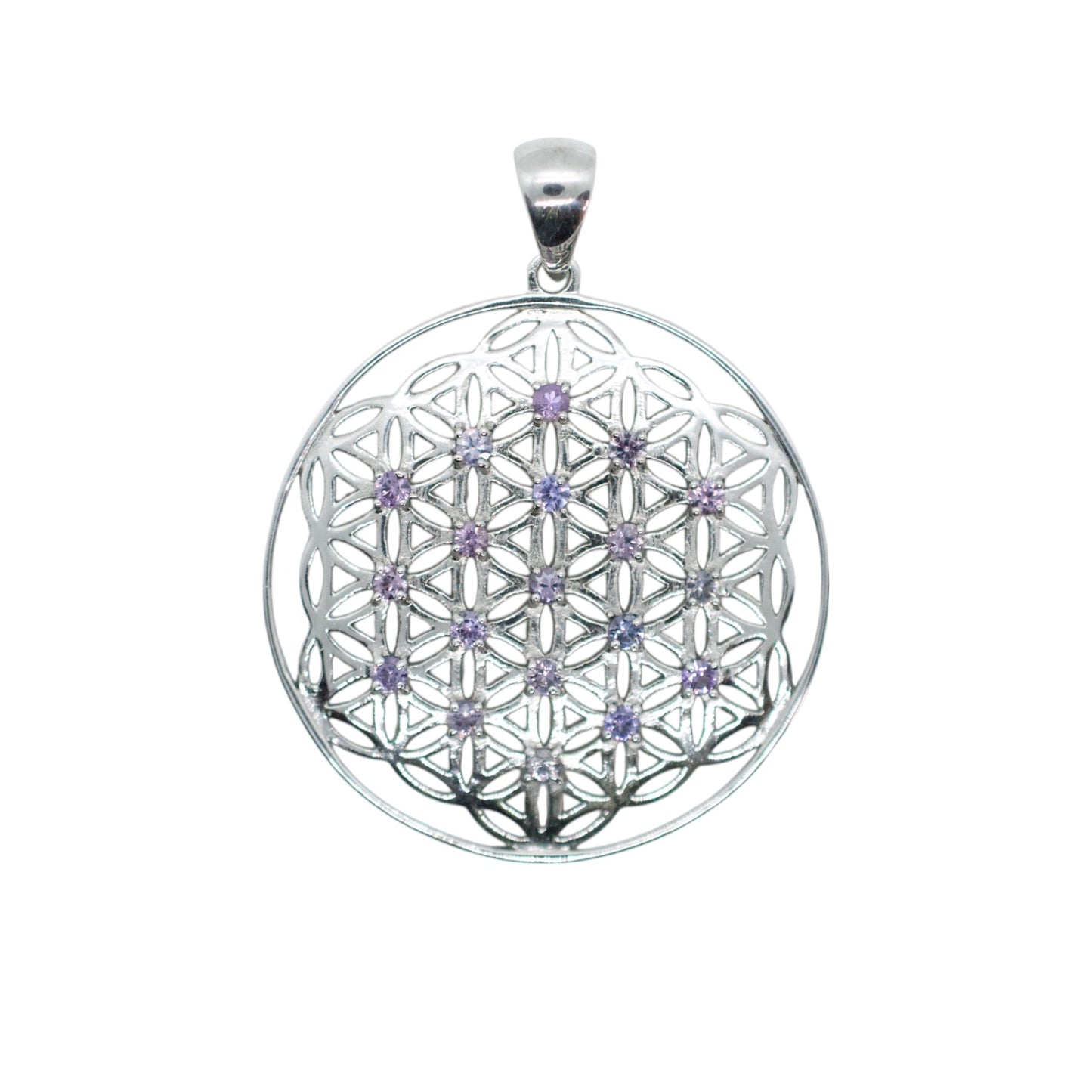 Tanzanite Flower of Life Silver Pendant Necklace