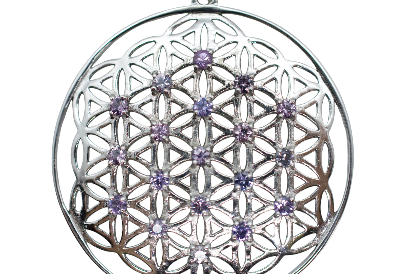 Tanzanite Flower of Life Silver Pendant Necklace