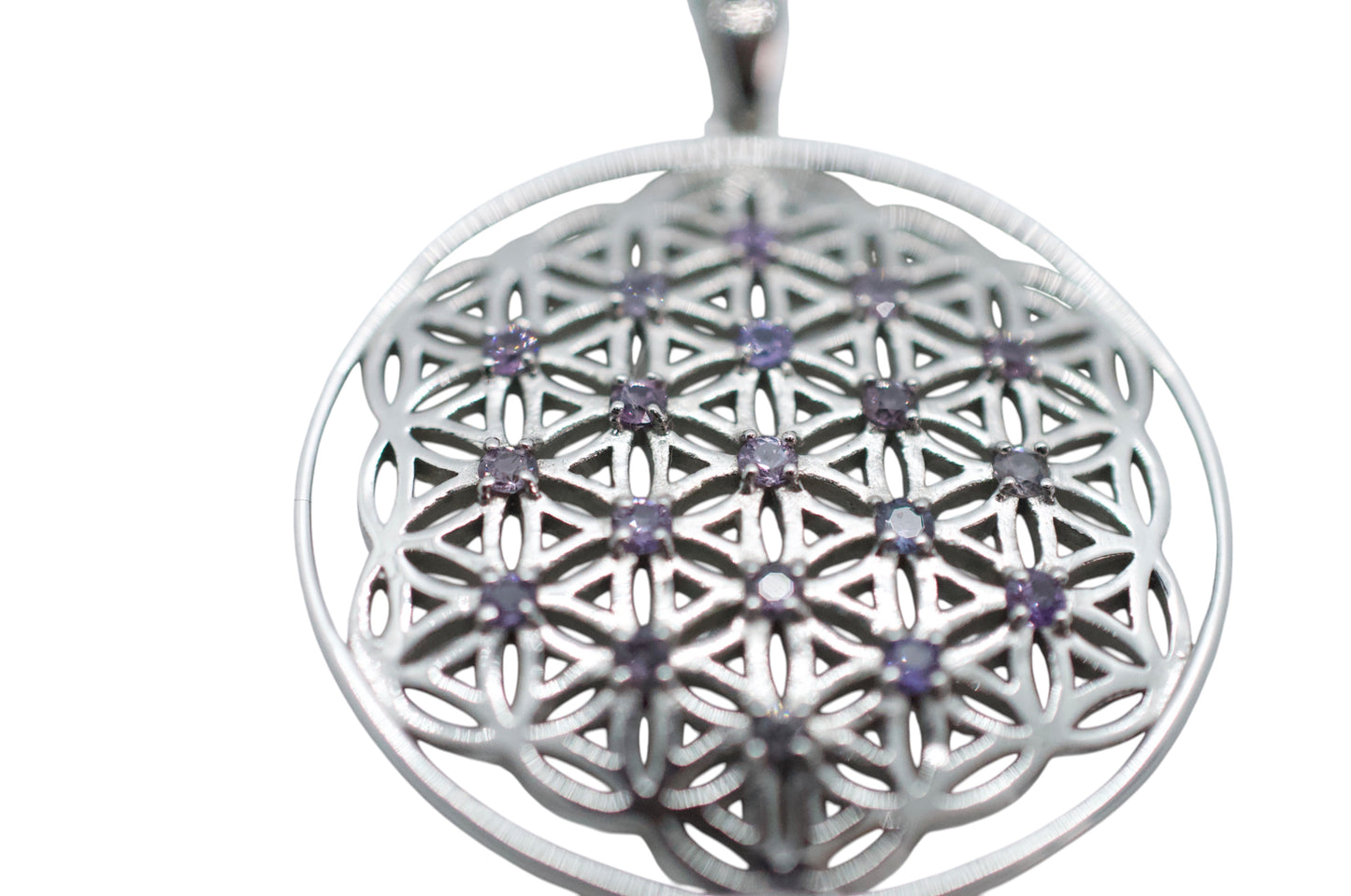 Tanzanite Flower of Life Silver Pendant Necklace