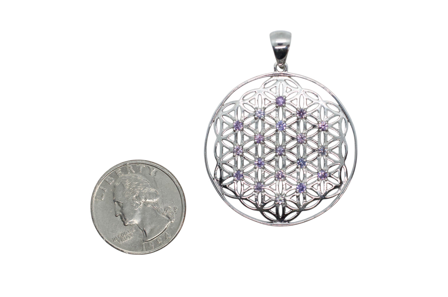 Tanzanite Flower of Life Silver Pendant Necklace